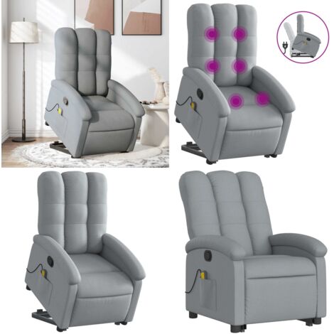 Sillón de masaje reclinable de pie de tela gris claro - Silla reclinable - Silla de masaje eléctrico