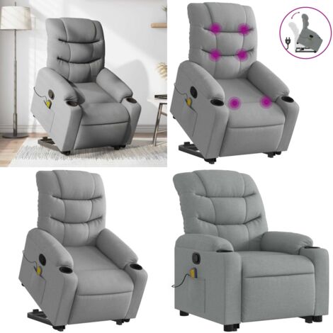 Sillón de masaje reclinable de pie de tela gris claro - Silla reclinable - Silla de masaje eléctrico