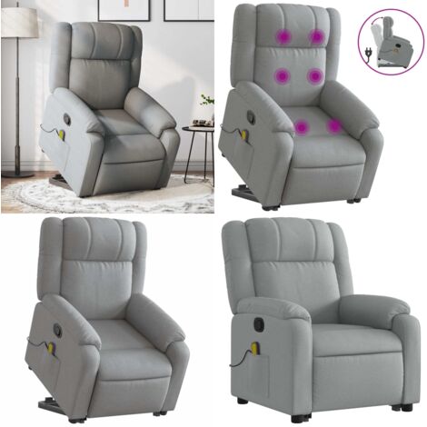 Sillón de masaje reclinable de pie de tela gris claro - Silla reclinable - Silla de masaje eléctrico