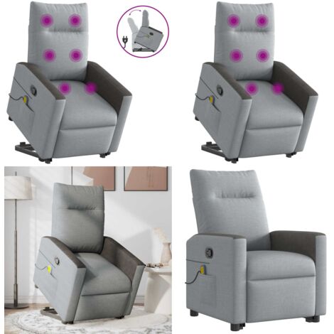 Sillón de masaje reclinable de pie de tela gris claro - Silla reclinable - Silla de masaje eléctrico
