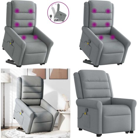 Sillón de masaje reclinable de pie de tela gris claro - Silla reclinable - Silla de masaje eléctrico
