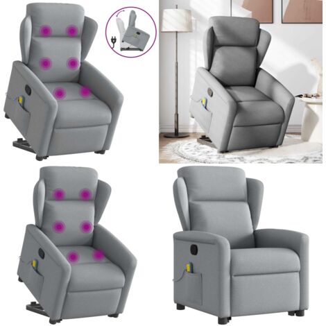 Sillón de masaje reclinable de pie de tela gris claro - Silla reclinable - Silla de masaje eléctrico