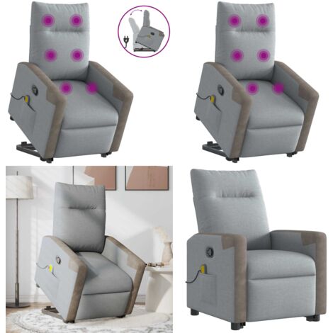 Sillón de masaje reclinable de pie de tela gris claro - Silla reclinable - Silla de masaje eléctrico