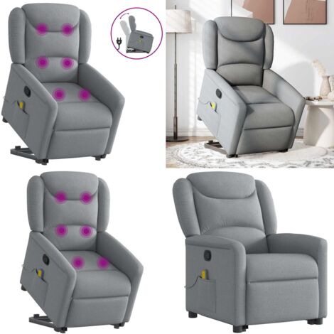 Sillón de masaje reclinable de pie de tela gris claro - Silla reclinable - Silla de masaje eléctrico