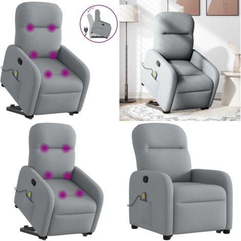 Sillón de masaje reclinable de pie de tela gris claro - Silla reclinable - Silla de masaje eléctrico
