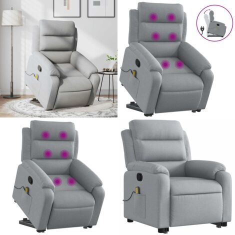 Sillón de masaje reclinable de pie de tela gris claro - Sillón reclinable - Masaje eléctrico