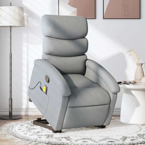Sillón de masaje reclinable de pie de tela gris claro vidaXL