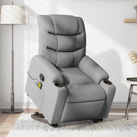Sillón de masaje reclinable de pie de tela gris claro vidaXL