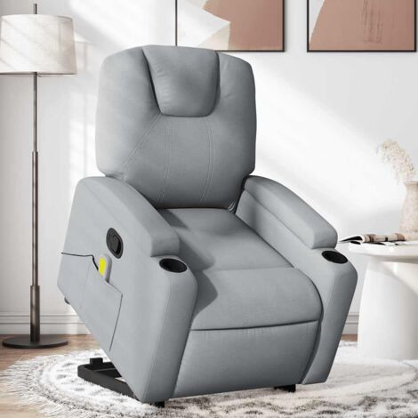 Sillón de masaje reclinable de pie de tela gris claro vidaXL