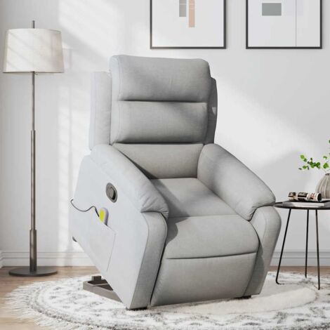 Sillón de masaje reclinable de pie de tela gris claro vidaXL