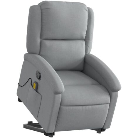Sillón de masaje reclinable de pie de tela gris claro vidaXL