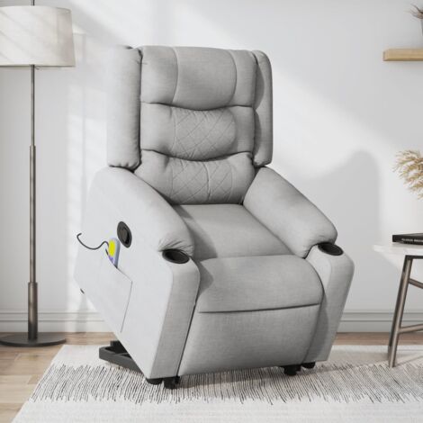 Sillón de masaje reclinable de pie de tela gris claro vidaXL