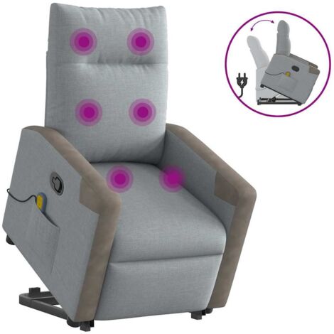 Sillón de masaje reclinable de pie de tela gris claro vidaXL
