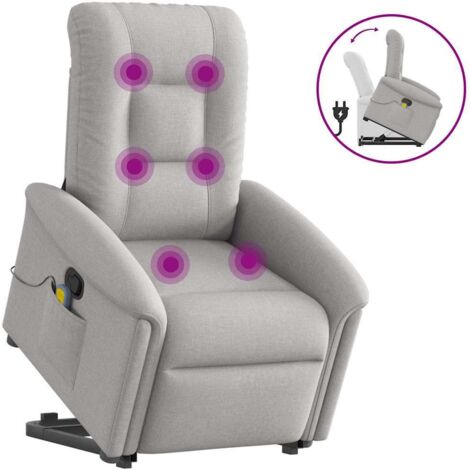 Sillón de masaje reclinable de pie de tela gris nube