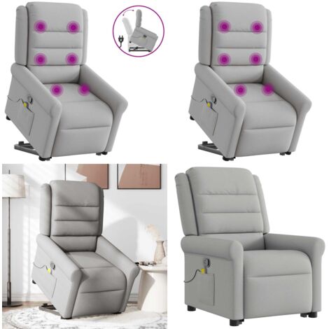Sillón de masaje reclinable de pie de tela gris nube - Silla reclinable - Silla de masaje eléctrico