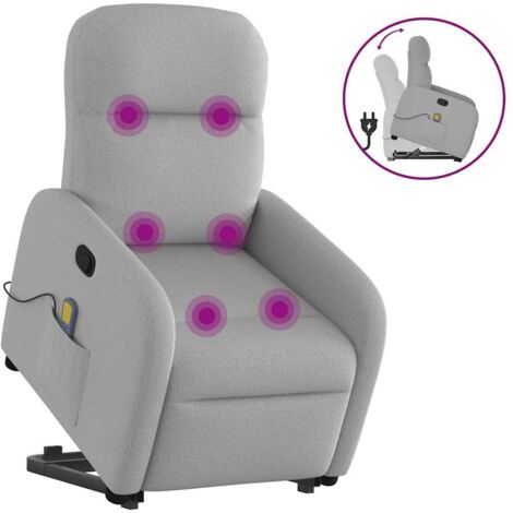 Sillón de masaje reclinable de pie de tela gris nube vidaXL