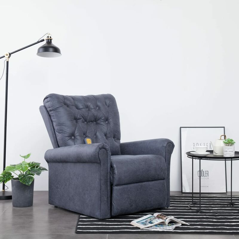 

BHD - Sillón de masaje reclinable de piel de ante artificial gris