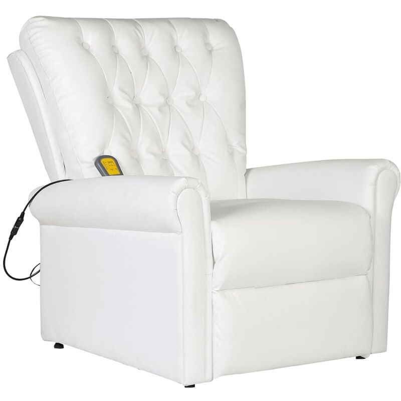 

Sillón de Masaje de Cuero Sintético Blanco - Blanco - Vidaxl