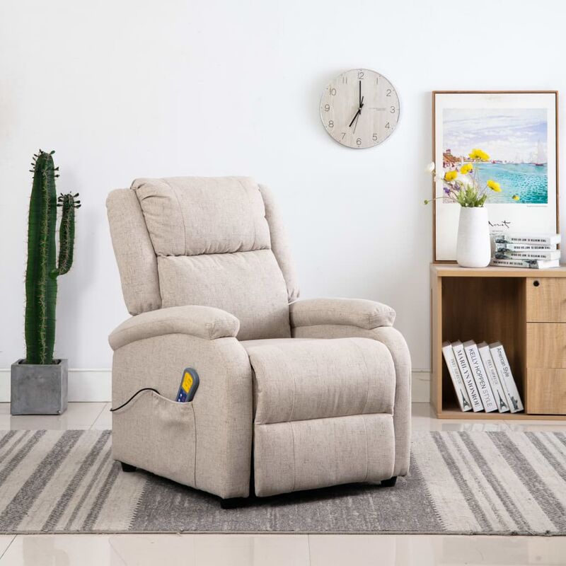

Sillón de masaje reclinable de tela color crema