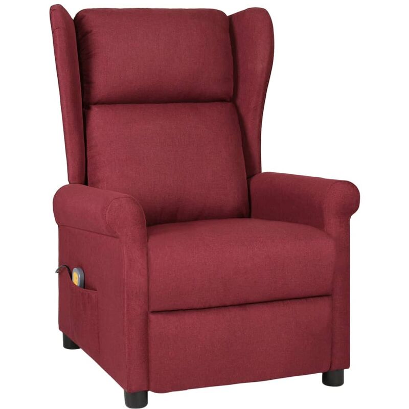 

Sillón de masaje reclinable de tela color vino tinto