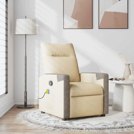 Sillón de masaje reclinable de tela crema
