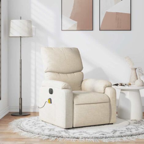 Sillón de masaje reclinable de tela crema