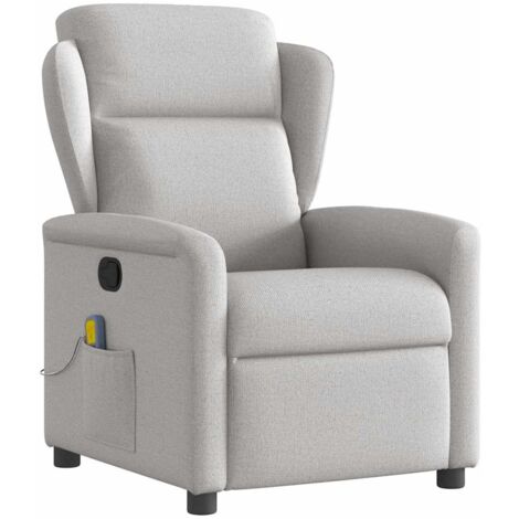 Sillón de masaje reclinable de tela gris nube vidaXL