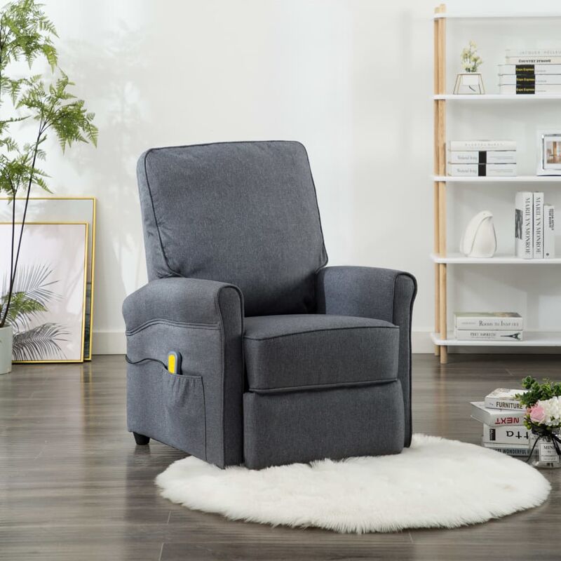 

Sillón de masaje reclinable de tela gris oscuro