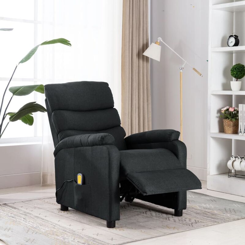 

Sillón de masaje reclinable de tela gris oscuro