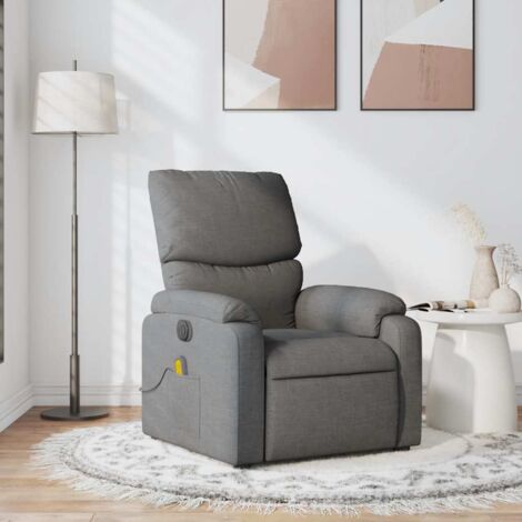 Sillón de masaje reclinable de tela gris oscuro