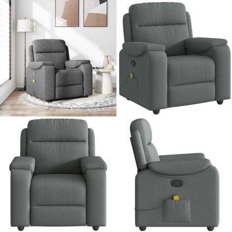 Sillón de masaje reclinable de tela gris oscuro - Reclinable - Asiento de masaje
