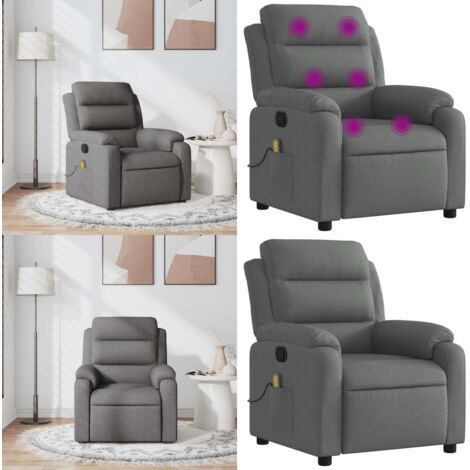Sillón de masaje reclinable de tela gris oscuro - Silla reclinable - Masaje de vibración