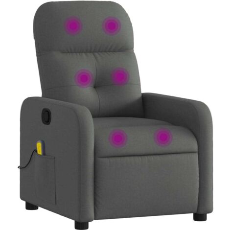 Sillón de masaje reclinable de tela gris oscuro vidaXL