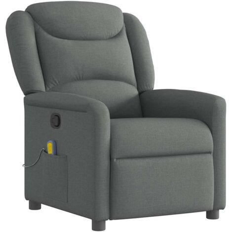 Sillón de masaje reclinable de tela gris oscuro vidaXL