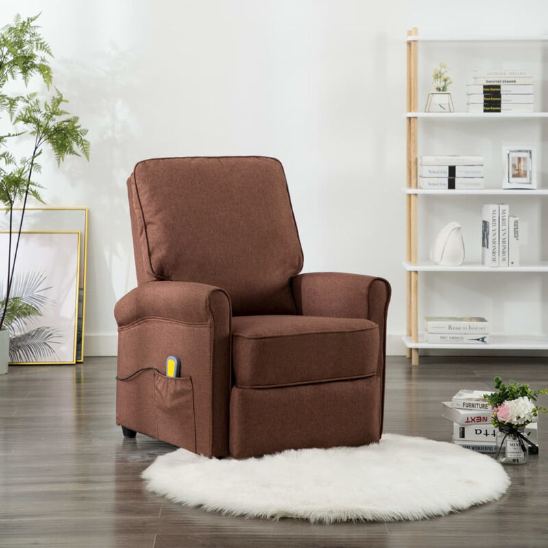 

Happyshopping - Sillon de masaje reclinable de tela marron