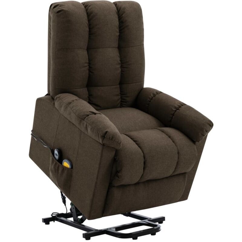 

Sillón Reclinable de Masaje de Tela Marrón - Marrón - Vidaxl