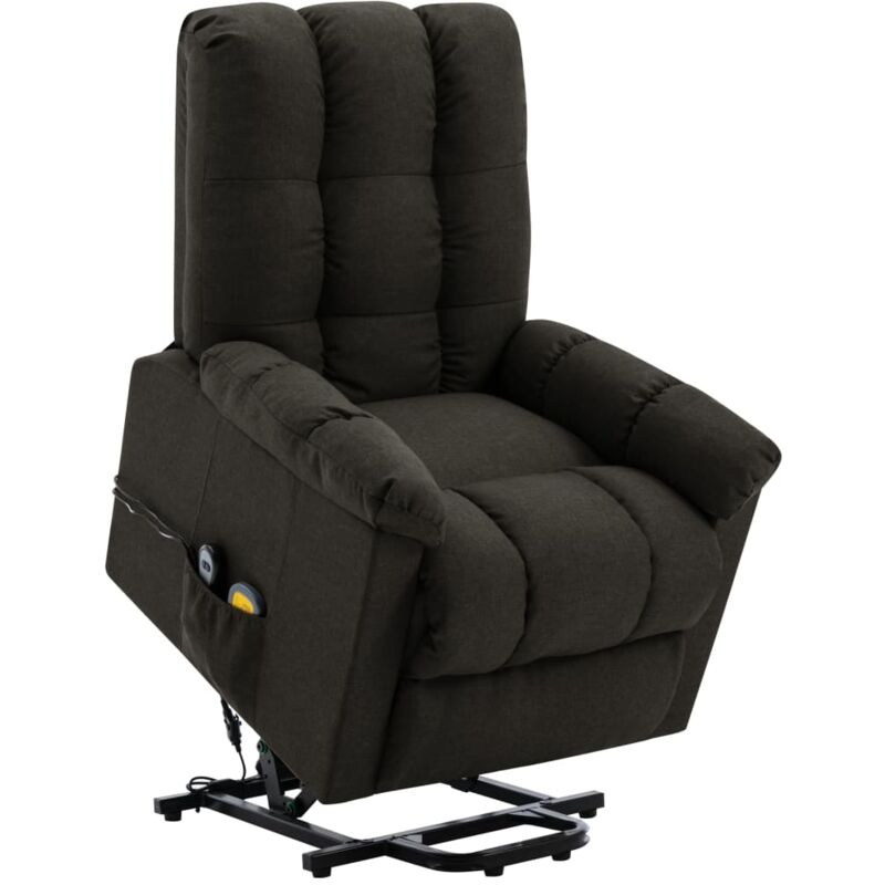 

Sillón Reclinable de Masaje de Tela Marrón Oscuro - Marrón - Vidaxl