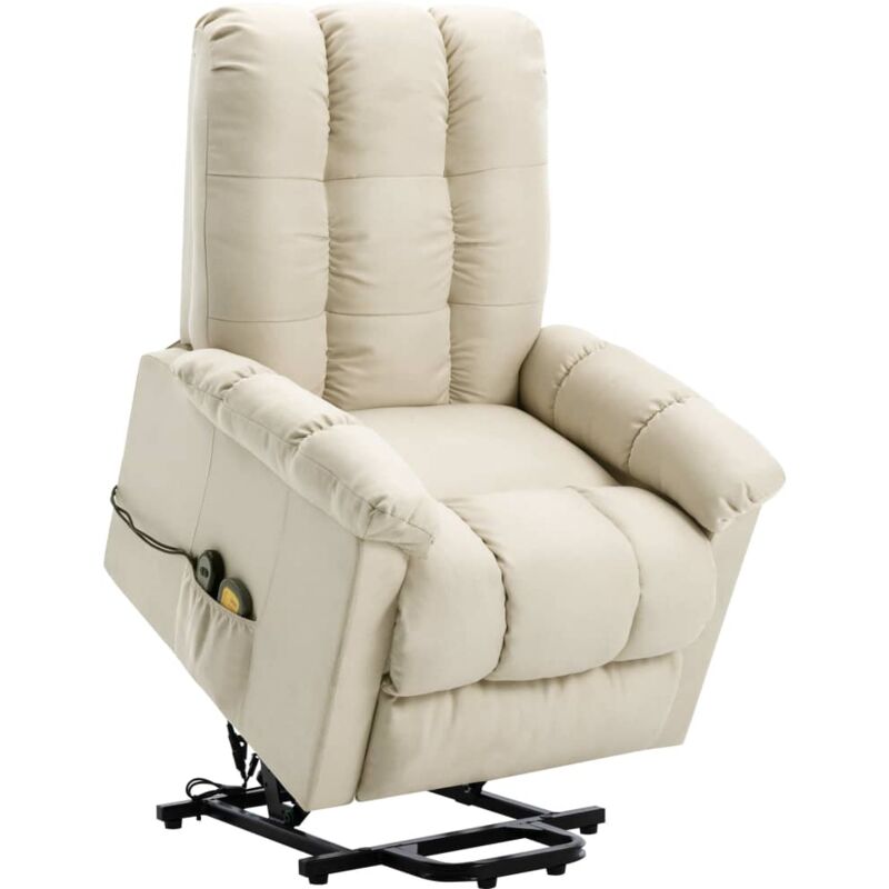 

Sillón Reclinable de Masaje de Tela Crema - Crema - Vidaxl