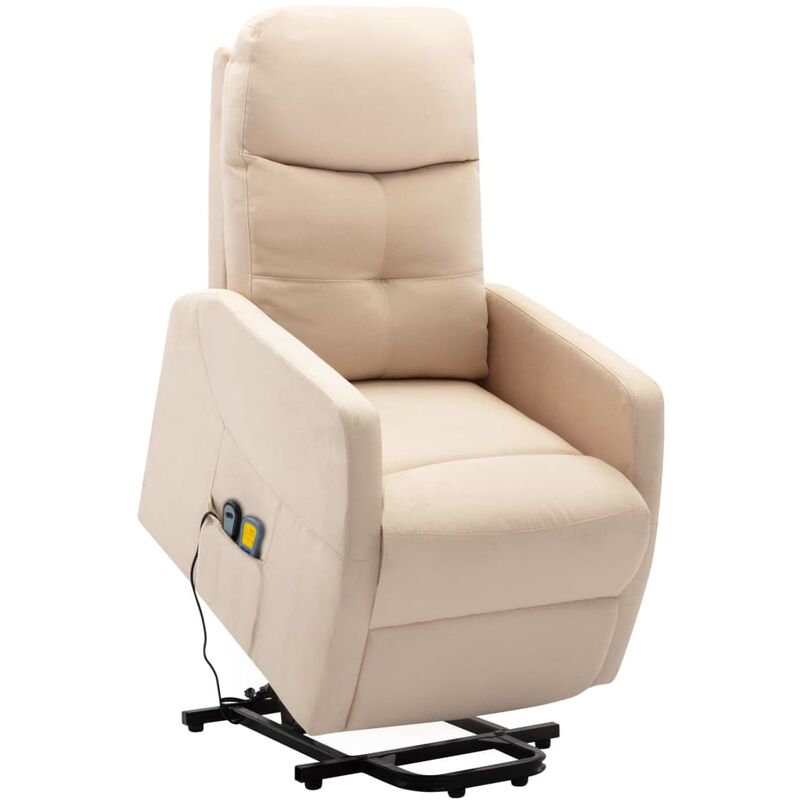 

Sillón Reclinable de Masaje de Tela Crema - Crema - Vidaxl