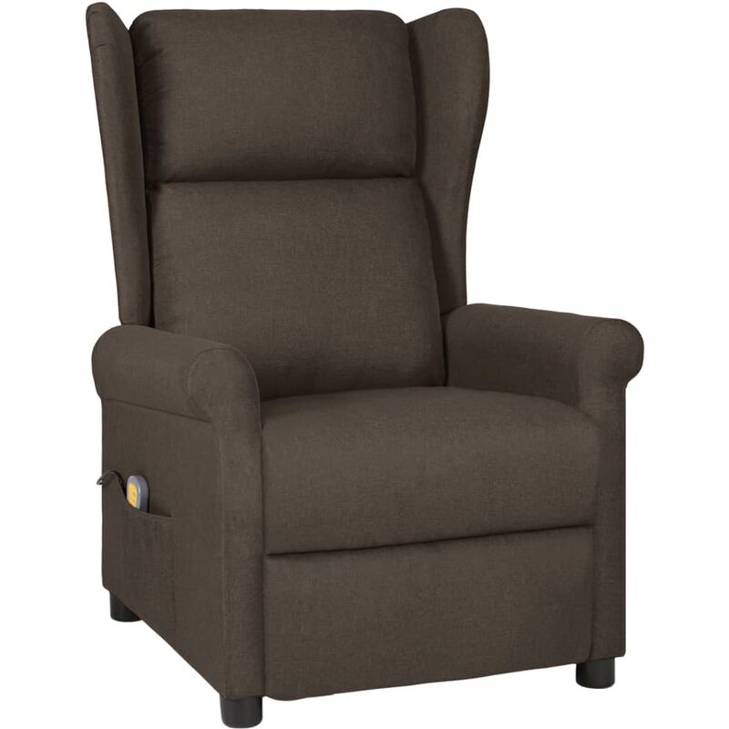 

Sillón de masaje reclinable de tela marrón oscuro