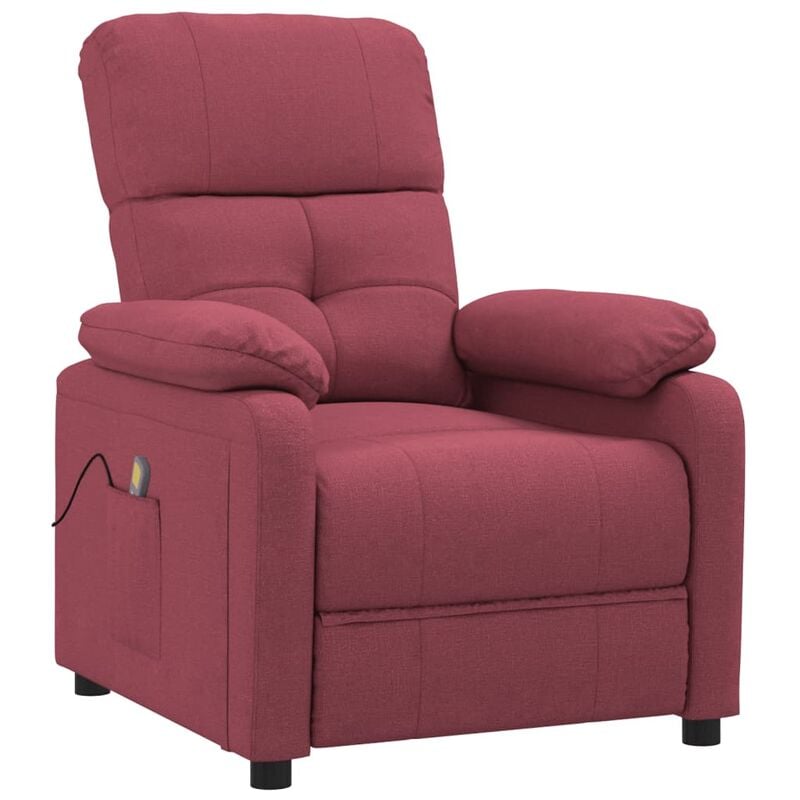 

Sillón de Masaje Reclinable de Tela Vino Tinto - Rojo - Vidaxl