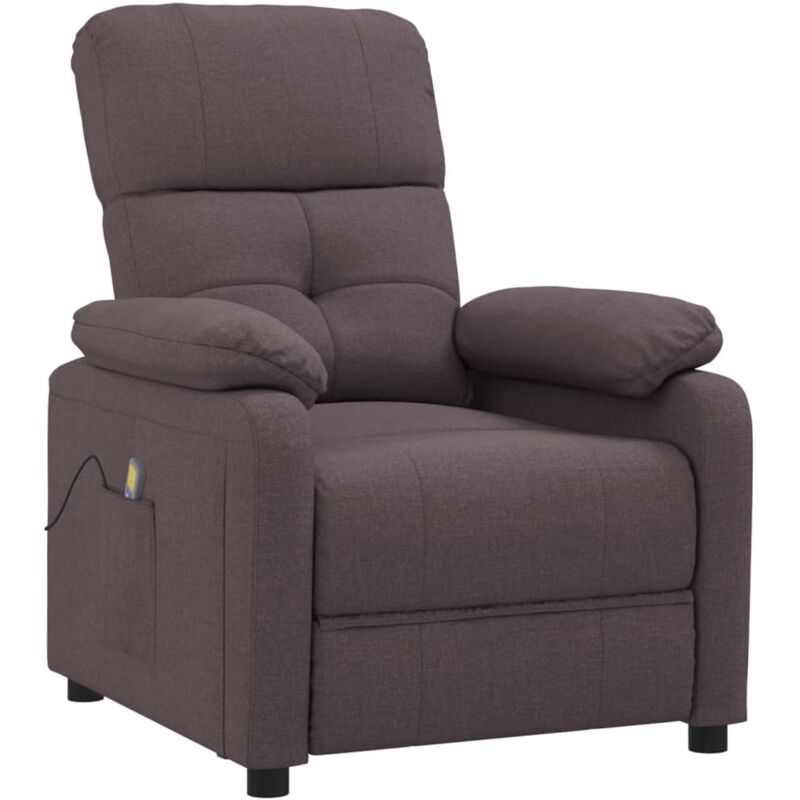 

vidaXL Sillón de Masaje Reclinable de Tela Marrón Oscuro - Marrón