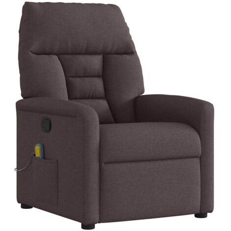 Sillón de masaje reclinable de tela marrón oscuro