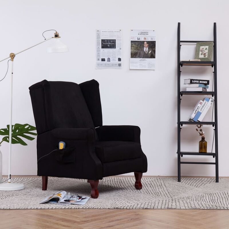

Sillón de masaje reclinable de tela negro