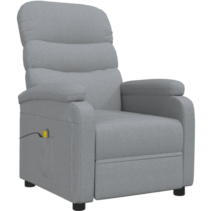 

Sillón Reclinable de Masaje de Tela Gris Claro - Gris - Vidaxl