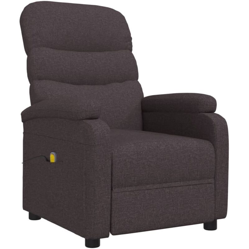 

Sillón Reclinable de Masaje de Tela Marrón Oscuro - Marrón - Vidaxl