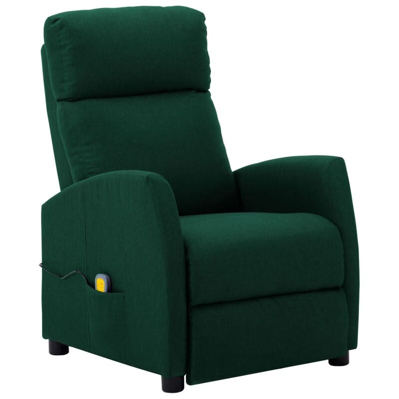 

Sillón de masaje reclinable de tela verde oscuro