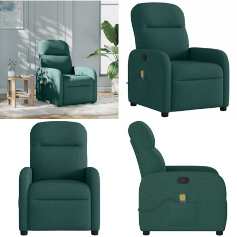 Sillón de masaje reclinable de tela verde oscuro - Reclinable - Asiento cómodo