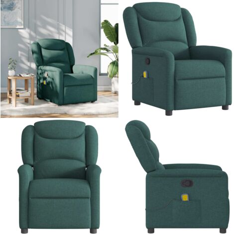 Sillón de masaje reclinable de tela verde oscuro - Reclinable - Asiento cómodo