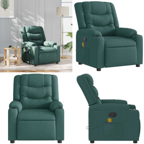 Sillón de masaje reclinable de tela verde oscuro - Reclinable - Asiento de masaje